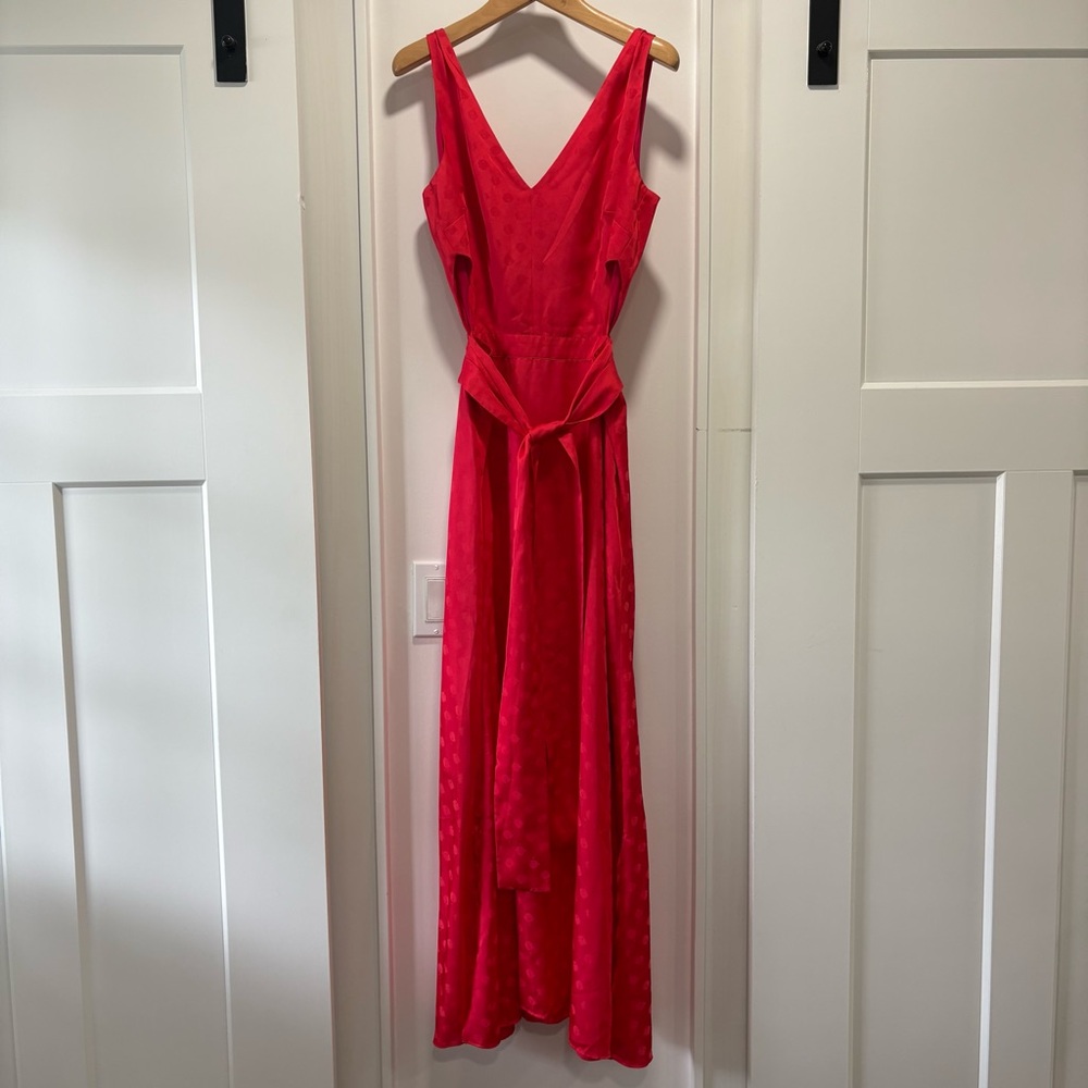 Ann Taylor Hot Pink Side Cutout Tie Waist Maxi Dress Size 8